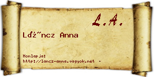Láncz Anna névjegykártya