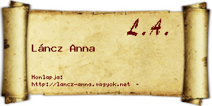 Láncz Anna névjegykártya
