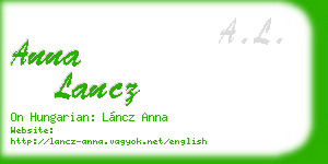 anna lancz business card