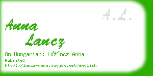 anna lancz business card